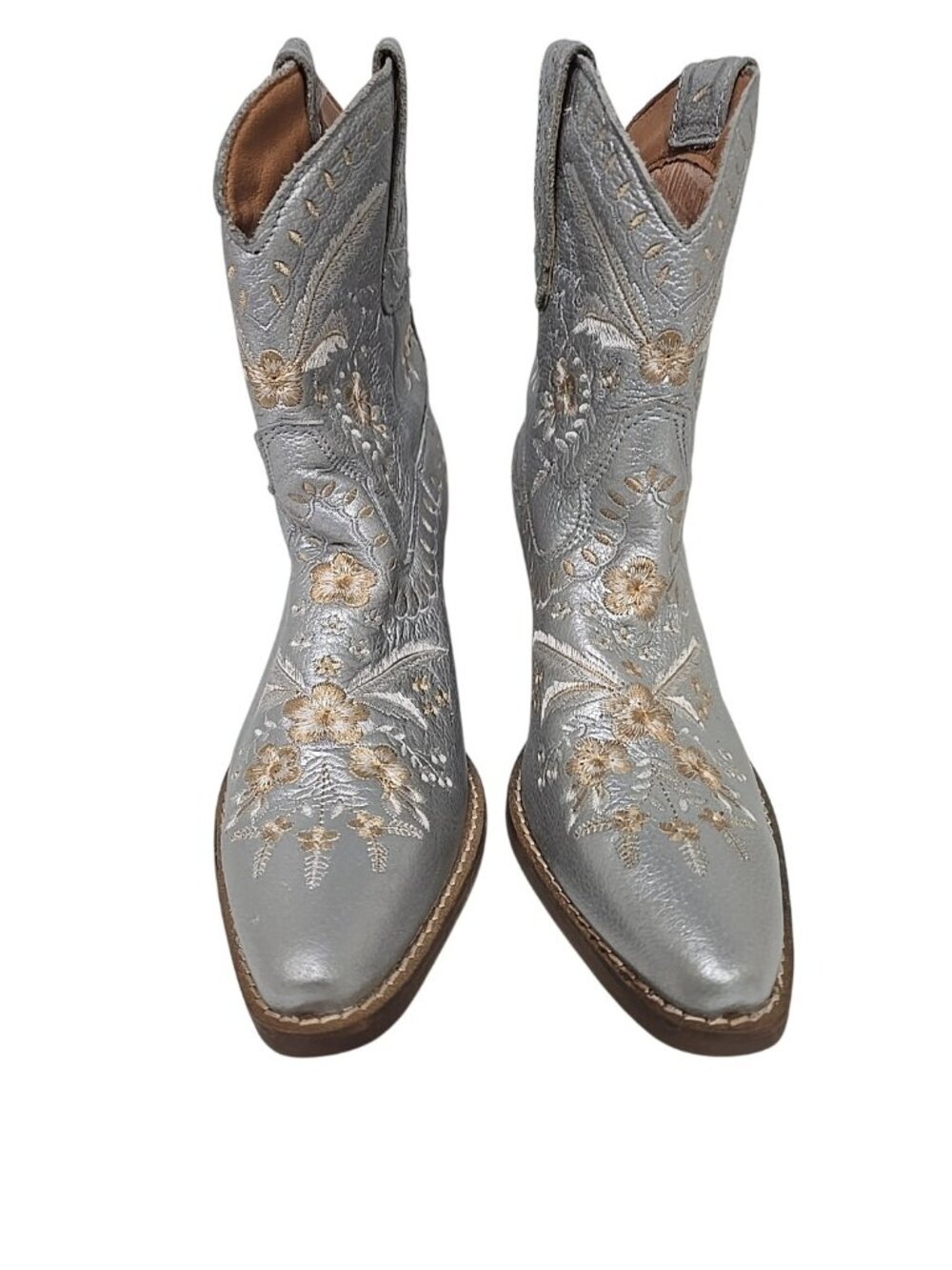 Dingo Women's Primrose Snip Toe Western Ankle Boots DI748 Silver-Floral Size 7M - Picture 5 of 7